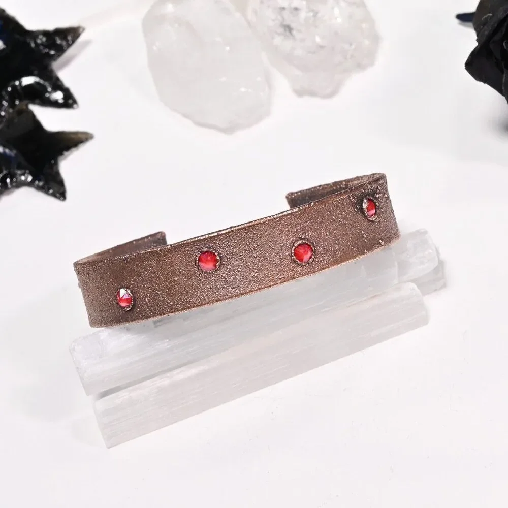 Red Swarovski Crystal Copper Cuff Bracelet